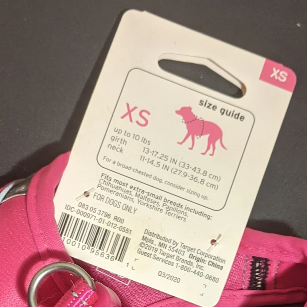 Boots & Barkley Ultimate Reflective Comfort Wrap Xs Pink Dog Cat Animal Harness